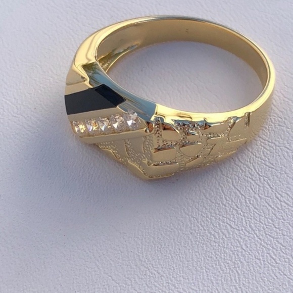 Men's 14k Gold Over Solid 925 Silver Nugget Ring - Picture 3 of 13